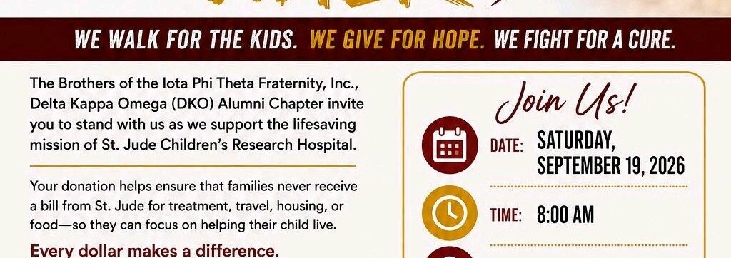 IOTA Phi Theta DKO Alumni Chapter - St Jude Walk Sept 19th 2026